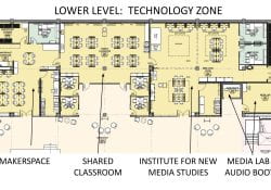 Technology Corridor on lower level of the Forsyth Library renovation floor plans
